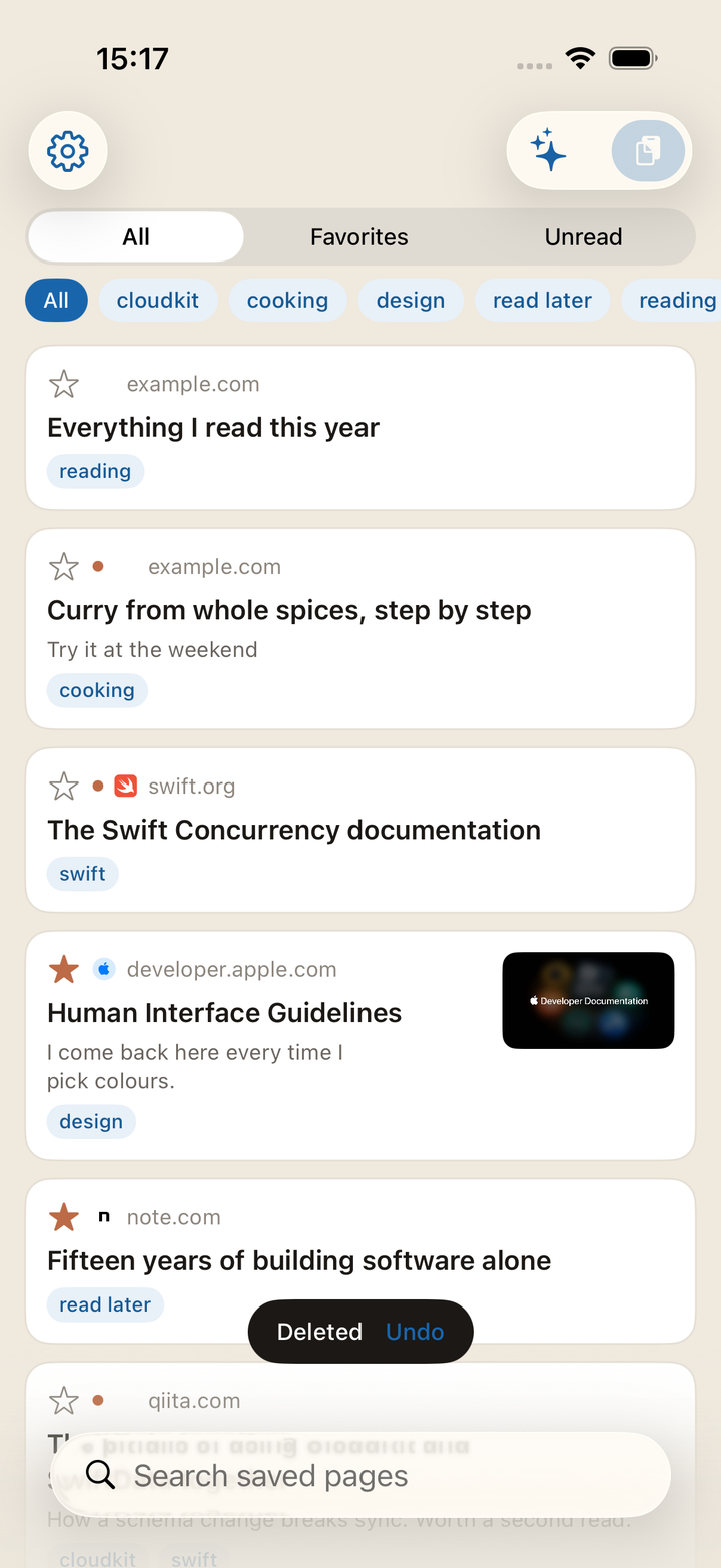 Just after deleting. “Undo” appears for a few seconds. Leave it alone and only then is the item gone.