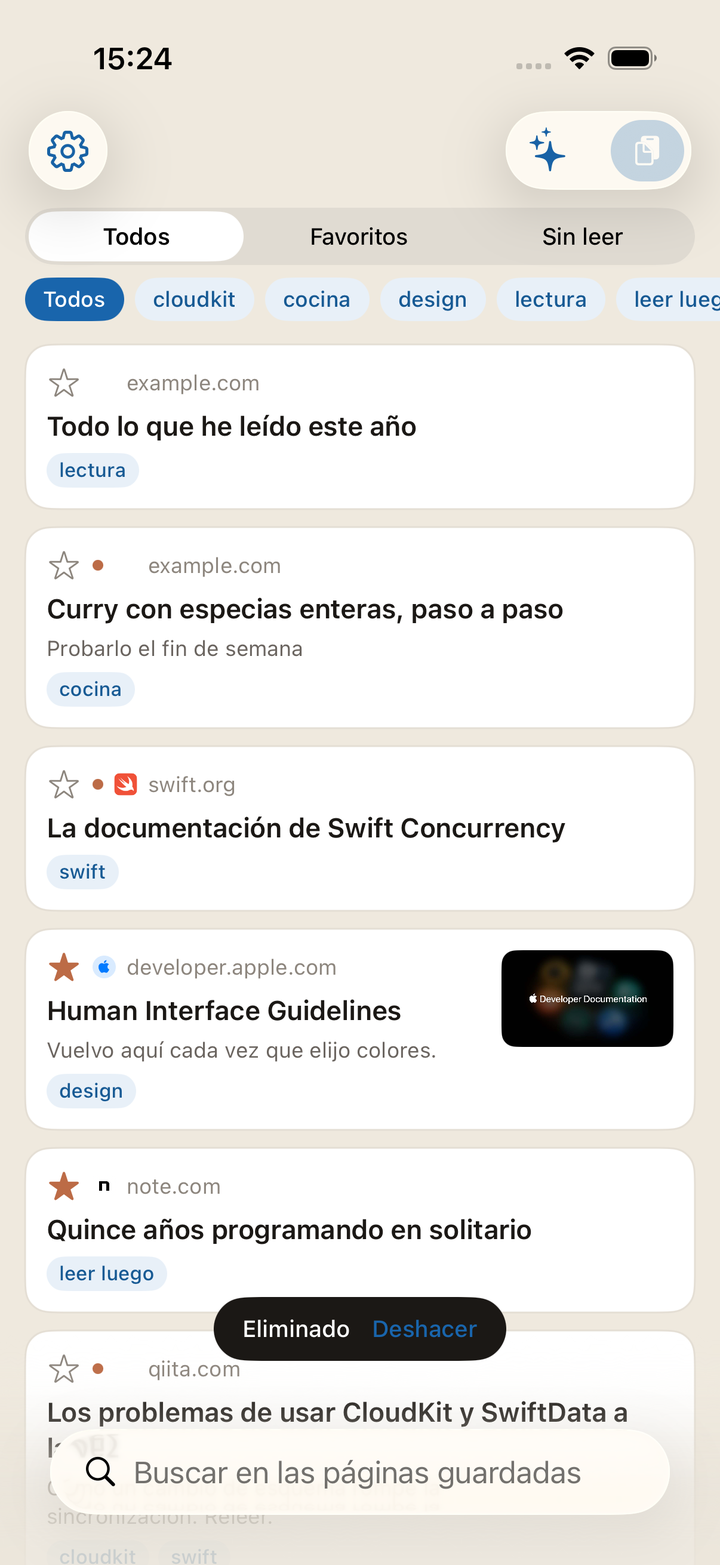 Justo tras borrar. «Deshacer» aparece unos segundos. Déjelo pasar y solo entonces desaparece el elemento.