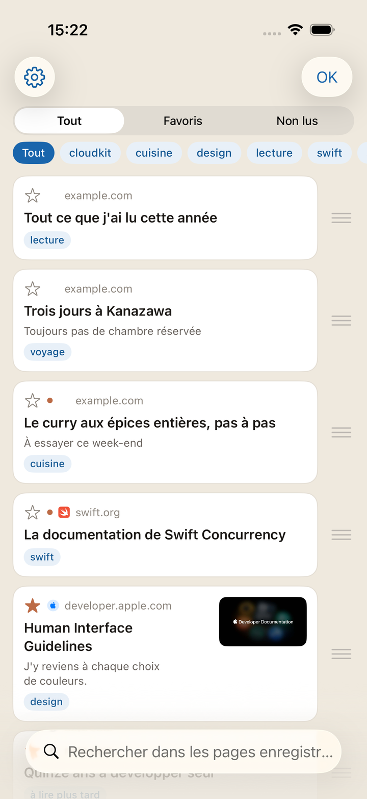 Pendant le tri. Attrapez la poignée à droite et faites glisser. Touchez « OK » en haut à droite pour finir.